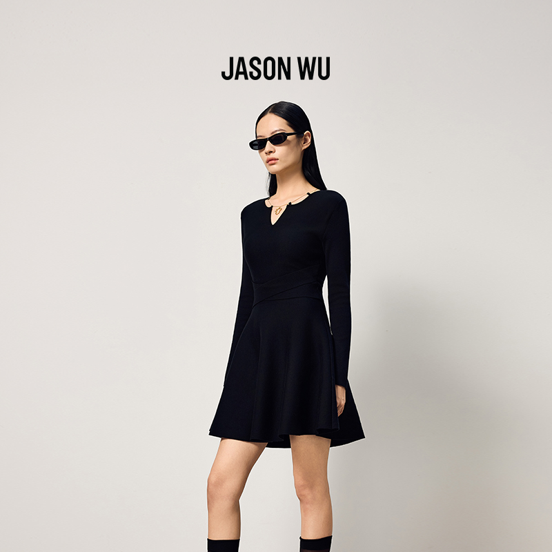 【莱赛尔】JASON WU25秋冬新款时尚设计感潮流金属项链针织连衣裙