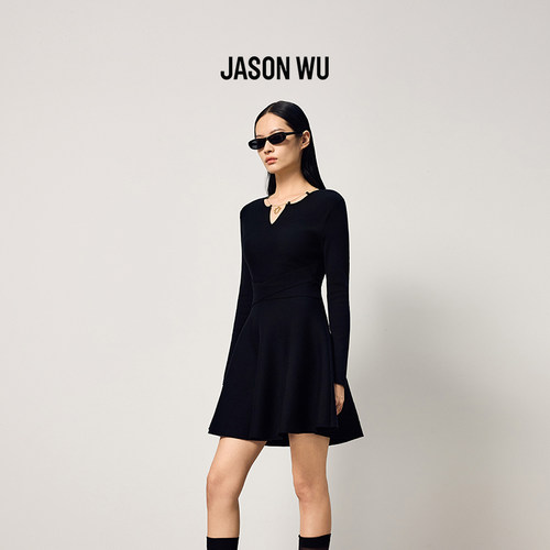 【莱赛尔】JASON WU新款时尚设计感潮流金属项链针织连衣裙