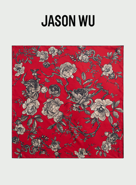 【桑蚕丝】JASON WU 25新品蛇年双面印花红色丝巾