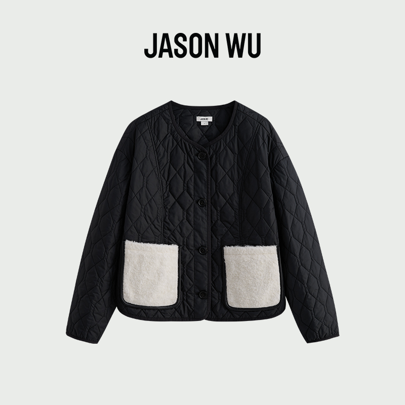 JASON WU商场同款服饰 23年秋冬新款撞色绗缝棉服夹克半裙套装女