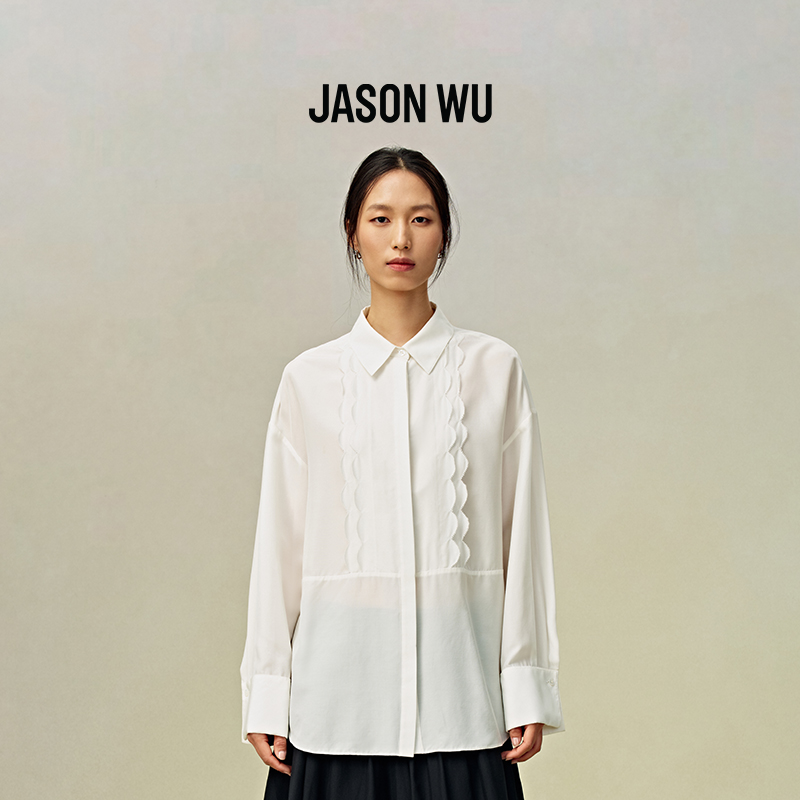 JASON WU 秋季新款扇贝边装饰休闲通勤百搭上衣衬衣衬衫女