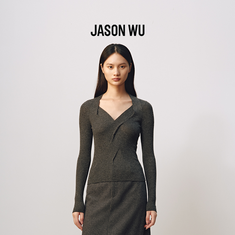 jasonwu套头V领V领纽结