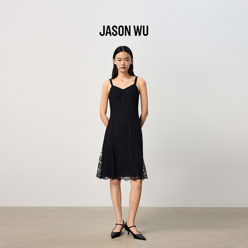 JASON WU商场同款蕾丝吊带无袖连衣裙法式优雅中长款收腰裙子