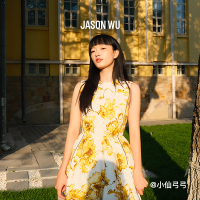 【花苞裙】JASON WU25秋季新款印花吊染无袖气质复古中长款连衣裙
