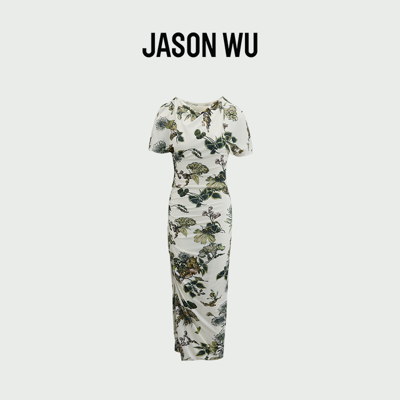 JASONWU通勤印花抽褶