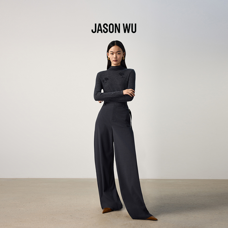 【绵羊毛】JASON WU2025秋季新款时尚气质显瘦系带直筒阔腿裤裤子