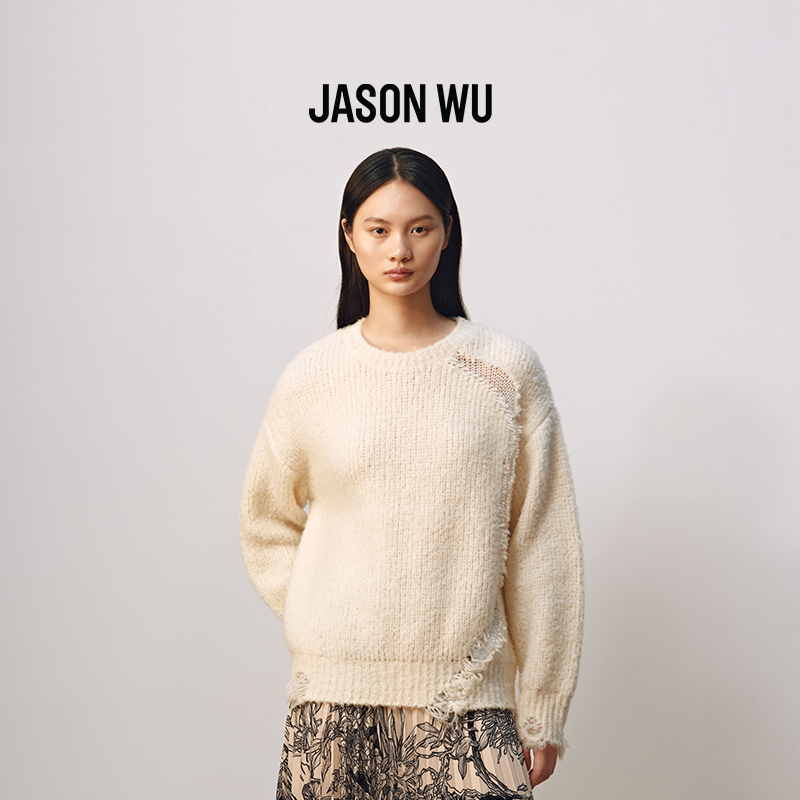 JASONWU圆领镂空针织衫