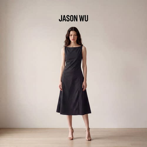 JASON WU-J系列一字肩吊带设计收腰连衣裙女
