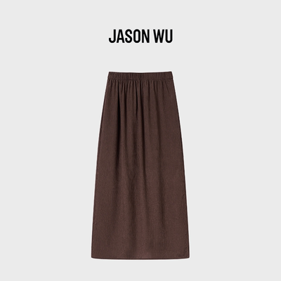JASON WU-J系列桑蚕丝时尚压褶设计A字中长款半身裙女春夏新款