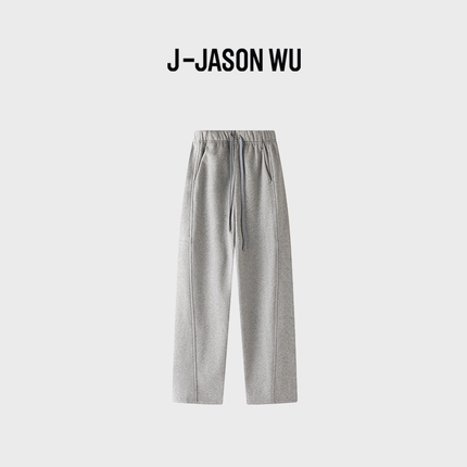 JASON WU-J系列加绒设计感直筒卫裤加厚窄版香蕉裤情侣款休闲裤