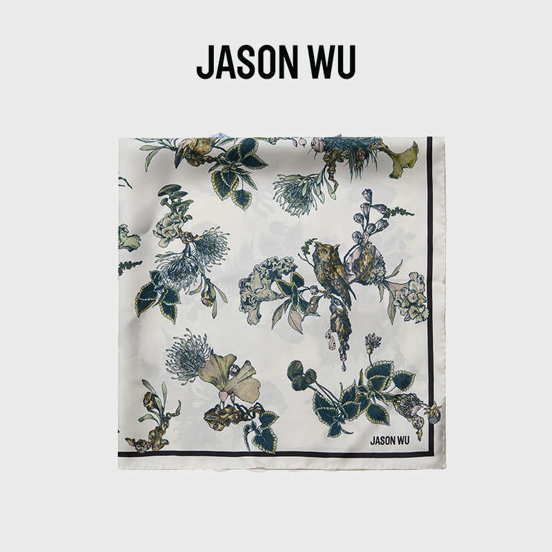 JASON WU 新款百搭森林童话印花真丝方巾