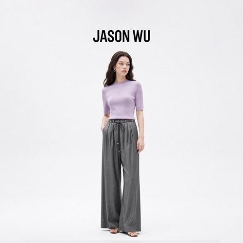 JASON WU-J系列100%羊毛无缝针织衫短袖上衣