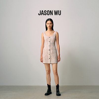 jasonwu通勤粗花呢大U领