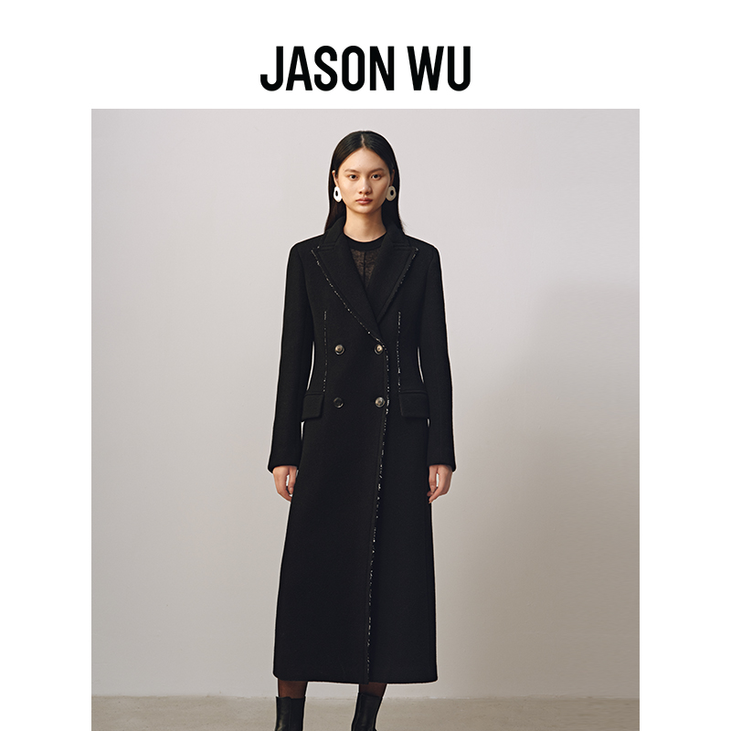 jasonwu绵羊毛长款直身大衣