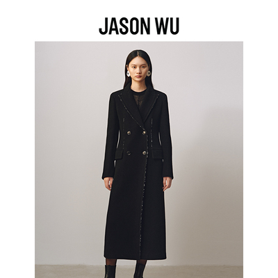 jasonwu绵羊毛长款直身大衣