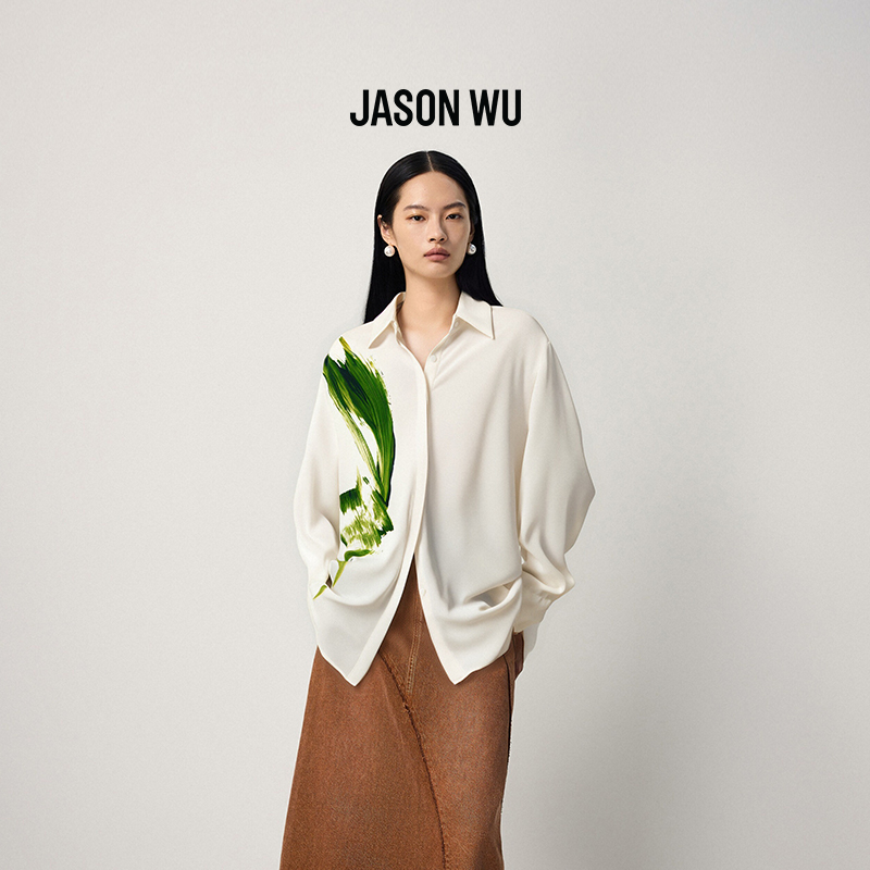 【桑蚕丝】JASON WU2025秋季新款时尚潮流高档真丝印花衬衫上衣女