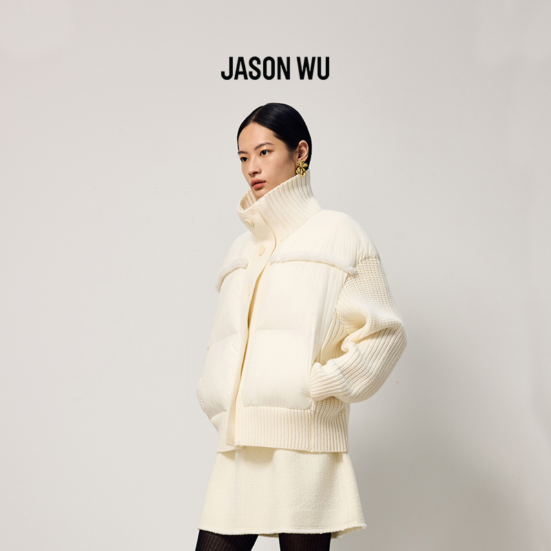 JASON WU2025秋冬新款纯色时尚小众设计感日常通勤针梭拼羽绒服女