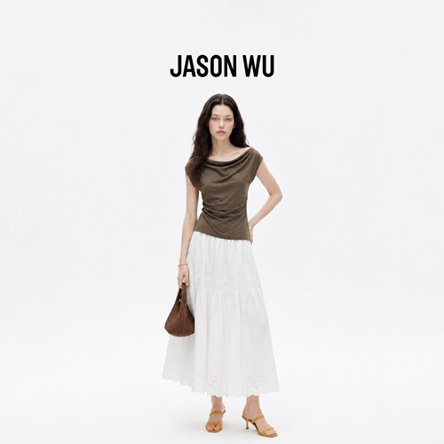 JASON WU-J系列一字肩斜领T恤小衫早秋新款