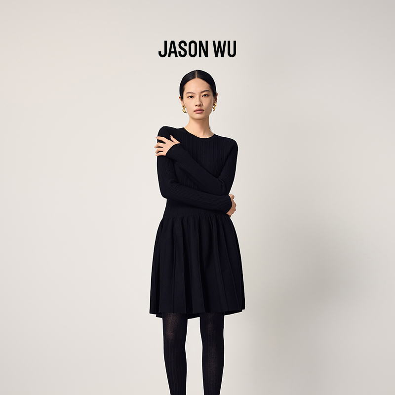 【莱赛尔】JASON WU25秋冬新款简约极简气质高级针织花苞连衣裙女