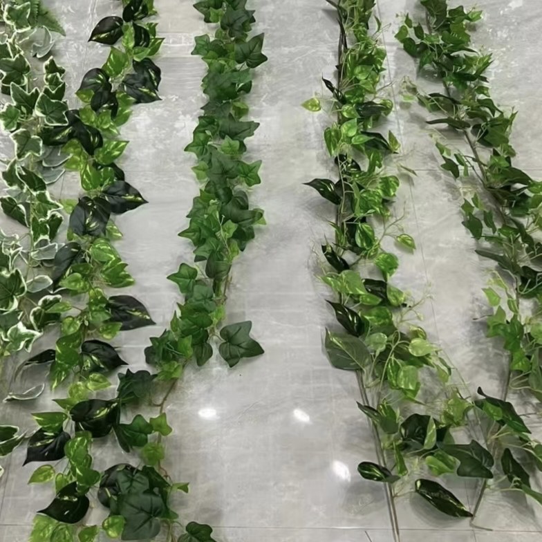 跨境仿真植物爬藤藤蔓藤条假叶子空调管道装饰绿萝遮挡花藤绿叶子