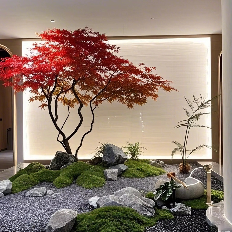 仿真马醉木枫叶榕树室内仿真树绿植造景装饰景观酒店餐厅橱窗植物