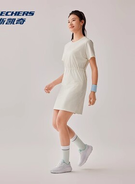 Skechers斯凯奇女子夏季新款百搭抽绳收腰显瘦针织连衣裙P225W175