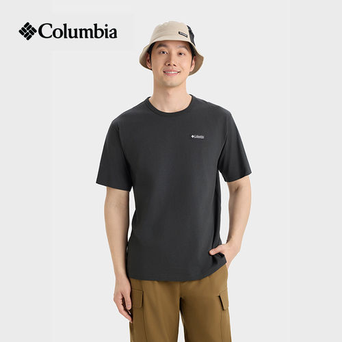 Columbia哥伦比亚男子夏季棉质户外透气圆领运动短袖T恤AE9852