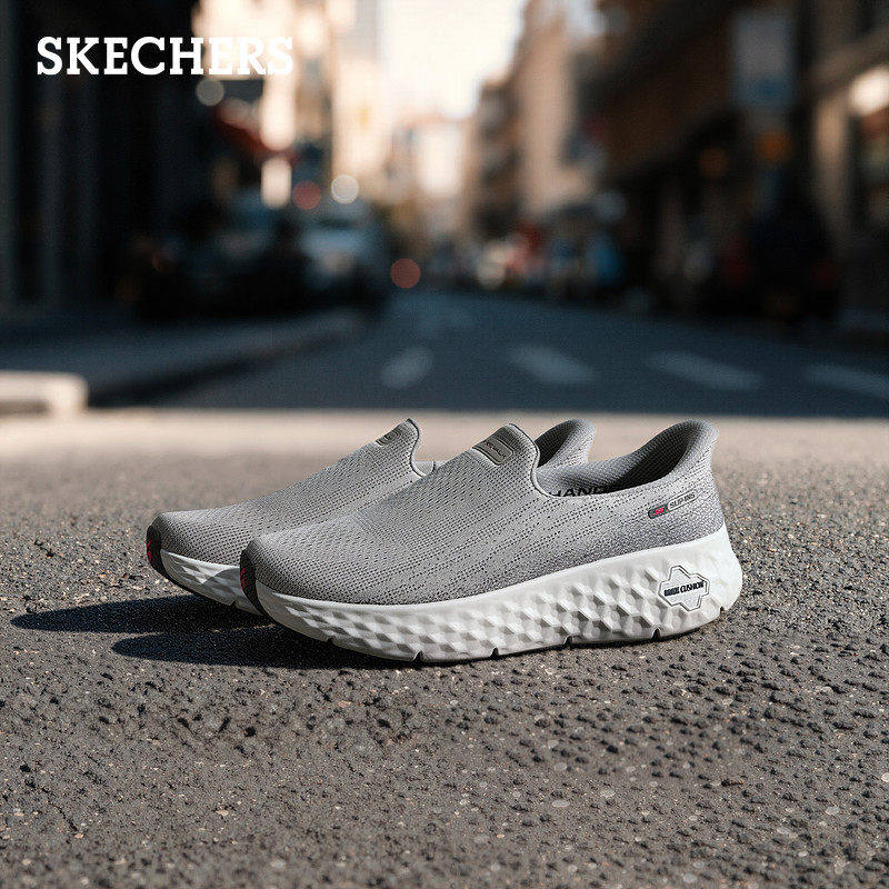 Skechers斯凯奇男鞋一脚蹬防滑健步鞋耐磨厚底休闲运动鞋217111