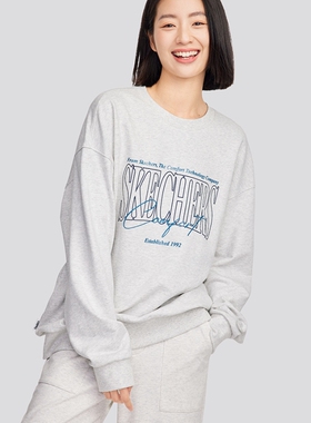 Skechers斯凯奇男女同款舒适宽松针织卫衣休闲百搭打底衫L324U059