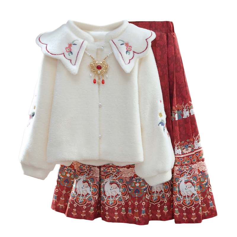 秋冬冬款加绒汉服马面裙儿童女童