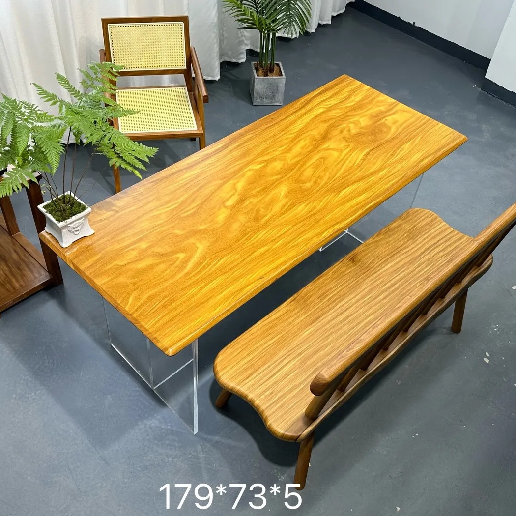 非洲柚木实木大板茶桌新中式整板茶台实木书桌原木餐桌画案书法桌