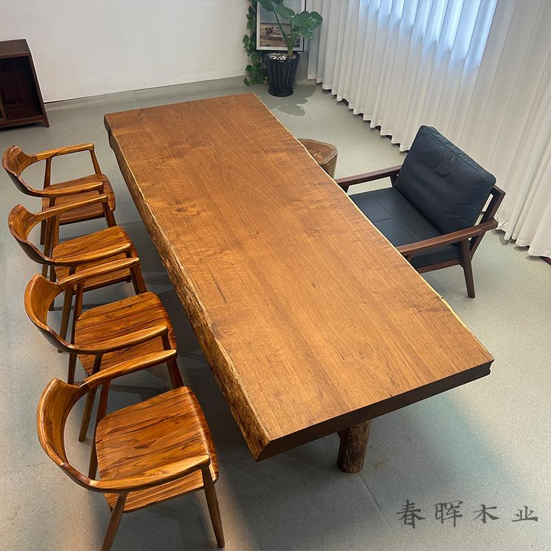 缅甸非洲柚木大板实木侘寂风茶桌