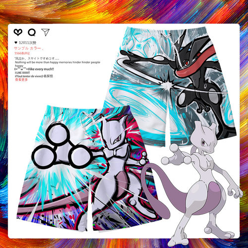 精灵宝可梦短裤男生童装3D印花