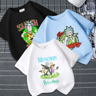 原创瑞克与莫蒂周边短袖童装衣服学生宽松棉ins联名T恤rick和莫迪
