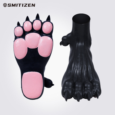 Smitizen硅胶兽爪j脚套黑色粉底furry控cos道具厚底均码
