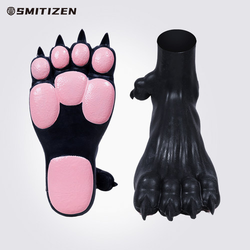 Smitizen硅胶兽爪脚套黑色粉底furry控cos道具厚底均码