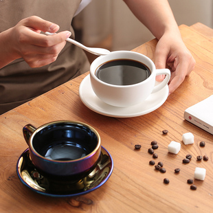 日式泽田专业第三代加厚拉花杯拿铁咖啡杯碟套装陶瓷大容量320ml