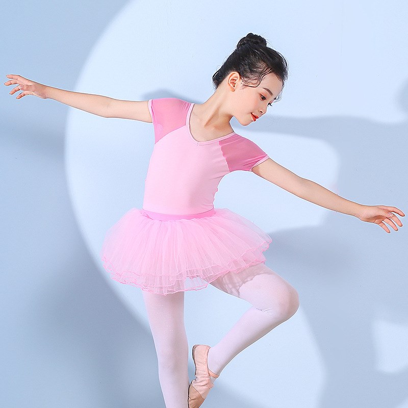 儿童舞蹈拉丁分k体裙女童练功服夏季网纱中国舞跳舞短袖可印制