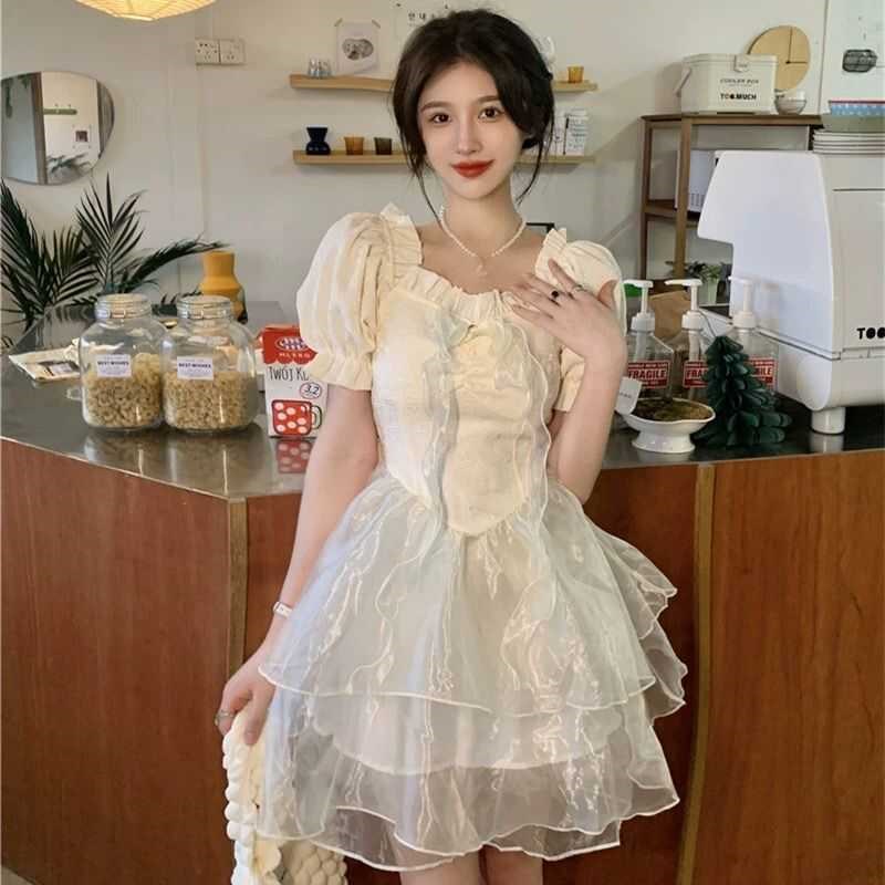 夏季新款韩版时尚修身女童气质在逃公主蓬蓬裙港R风短裙女连衣裙