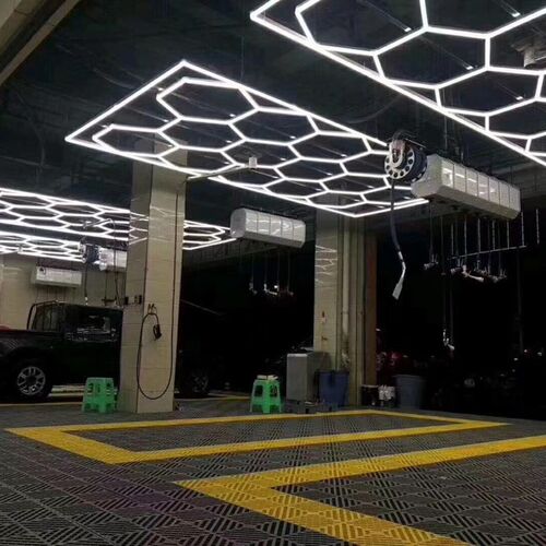 汽车美容店装修蜂窝灯光造型LED灯光安装
