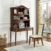 美式 实木书桌书柜一体简约t家用书架组合书房小书柜卧室学生电脑