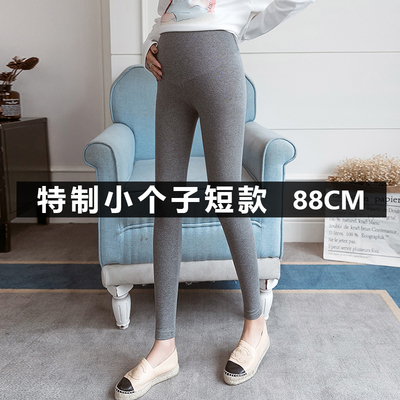 小个子孕妇打底裤八m分秋冬加绒外穿150cm矮个子纯棉托腹九分裤子