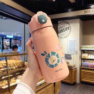 卡通可弹盖儿 316不钢保温杯男女带刻度吸管杯无品牌/学童生便携