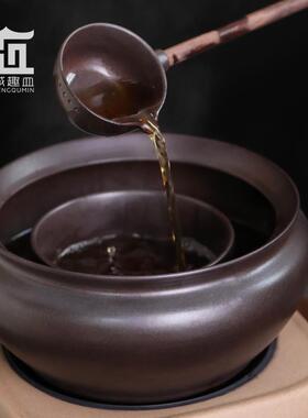 黑白茶粗陶大容量煮茶带pt2622过滤花茶勺盖煮子围炉茶器家用电陶
