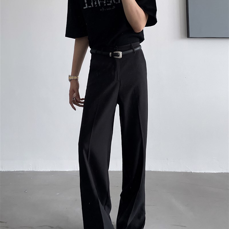 黑沧社/小众高街设计感开衩微喇叭D西裤男垂坠感直筒堆积感拖地裤