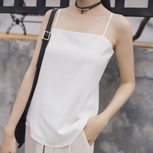 2021春夏一字雪纺吊带宽松内搭双层复古平口小背心无袖 女 打底小衫