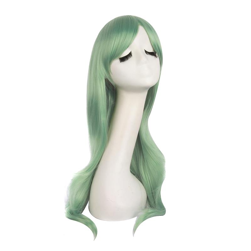 潼漫cos60824-GT假发女发齐动漫高温丝浅绿色斜刘海万长用70cm 微