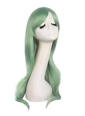 潼漫cos60824-GT假发女发齐动漫高温丝浅绿色斜刘海万长用70cm 微
