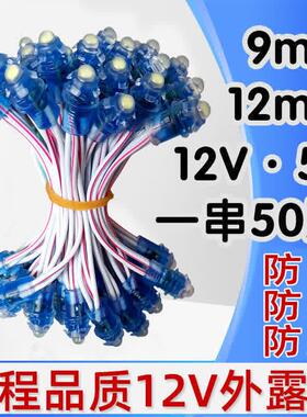 led外露灯串穿孔单灯珠红色白光招牌广告G9mm发光字点阵防水5V12V
