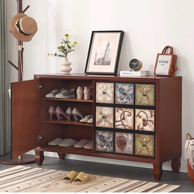 实木鞋柜客厅入户玄关柜置物鞋架家E用门口收纳储物柜靠墙电视边